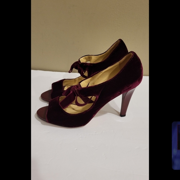 Kate Spade heel Velour Bordeaux Women's Shoes Size 8.5 - Picture 3 of 5